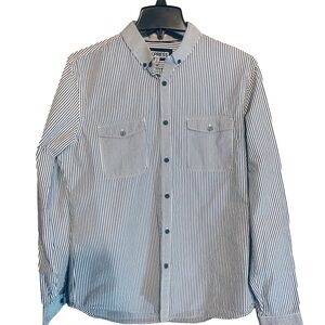 Express Striped Button-Up Shirt - Black and White